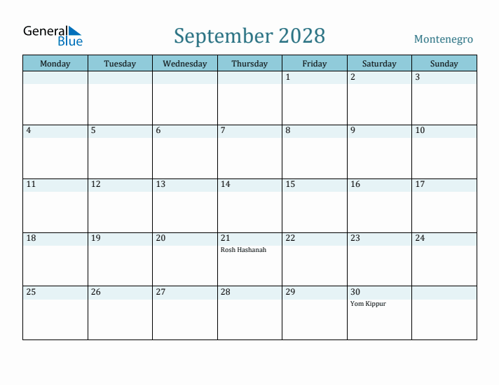 September 2028 Calendar with Holidays