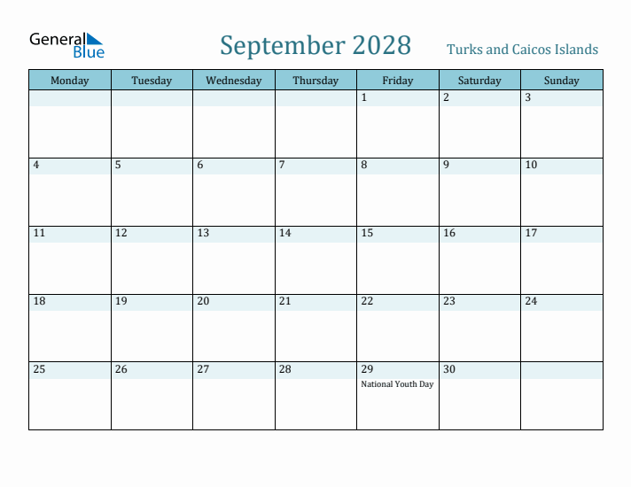 September 2028 Calendar with Holidays