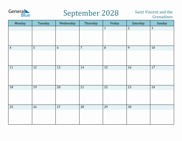 September 2028 Calendar with Holidays