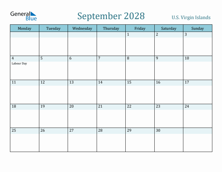September 2028 Calendar with Holidays