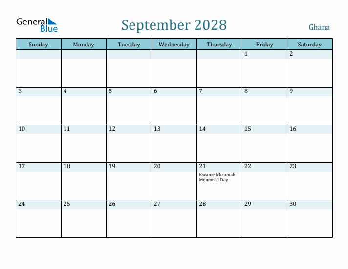 September 2028 Calendar with Holidays