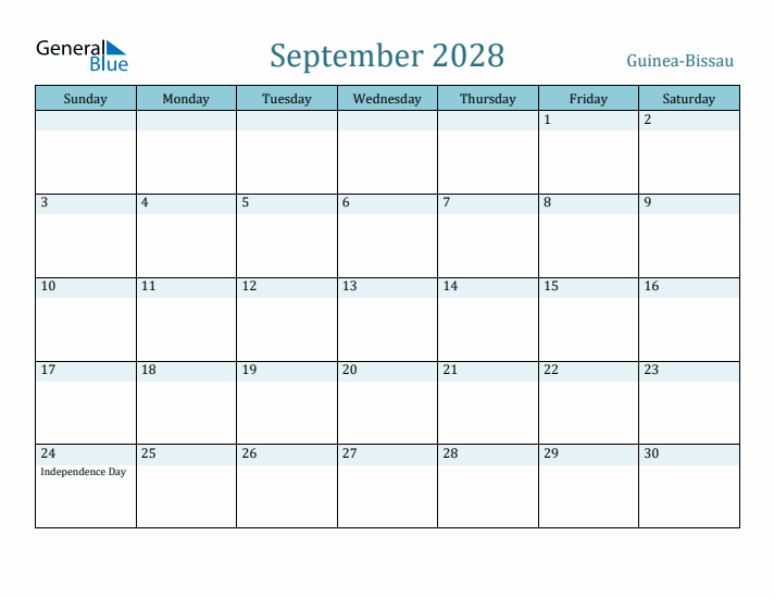 September 2028 Calendar with Holidays