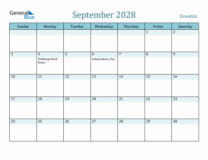 September 2028 Calendar with Holidays