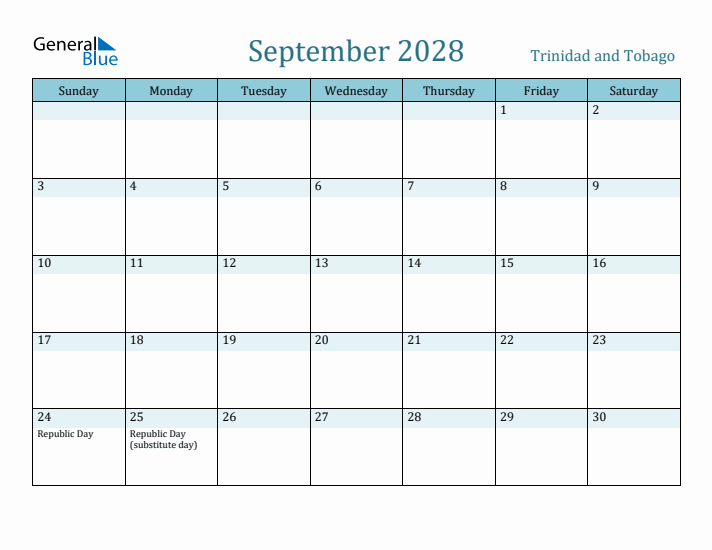 September 2028 Calendar with Holidays