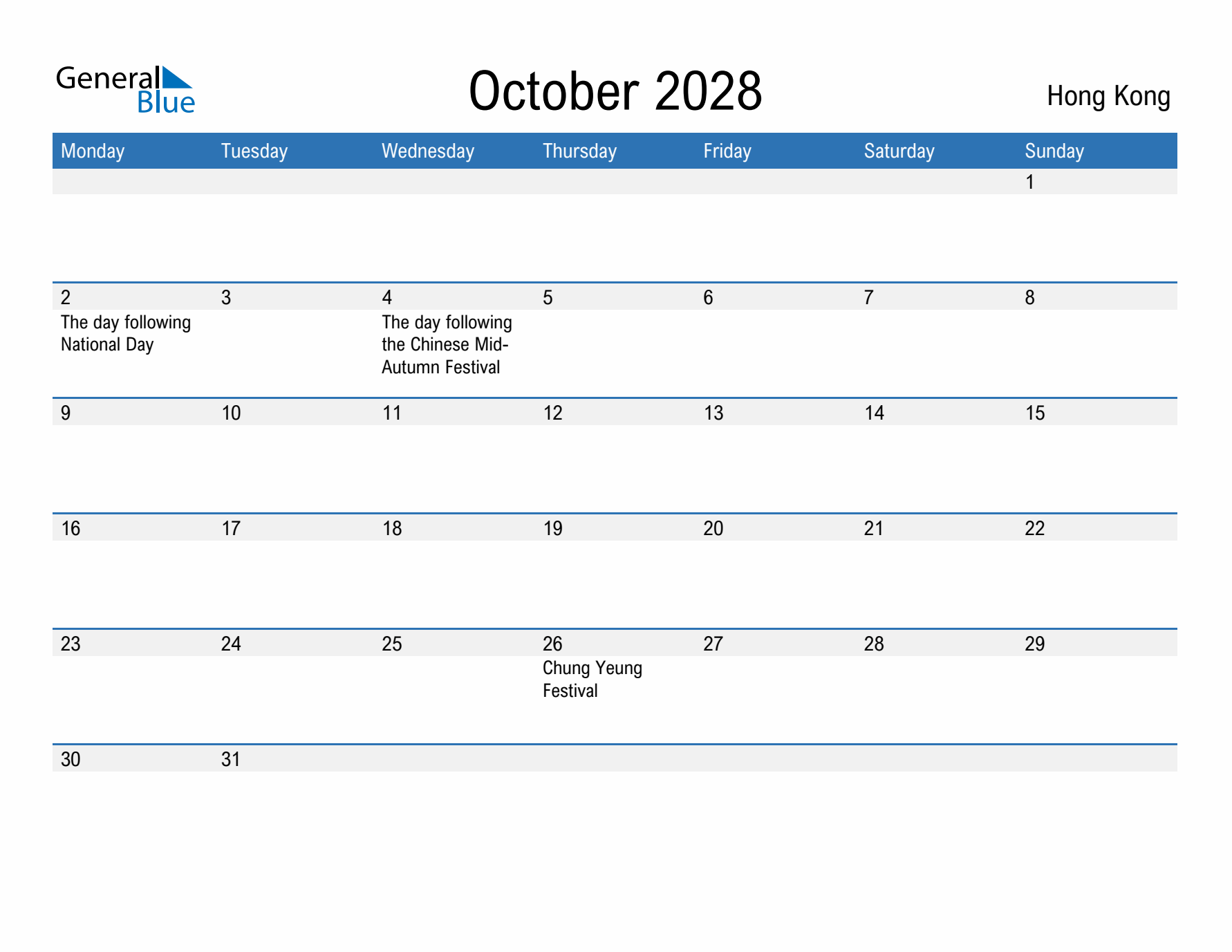 Fillable October 2028 Calendar