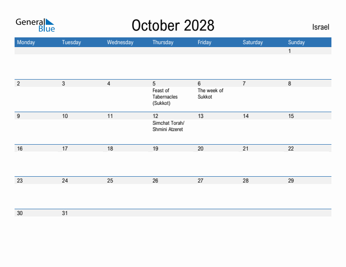 Fillable October 2028 Calendar