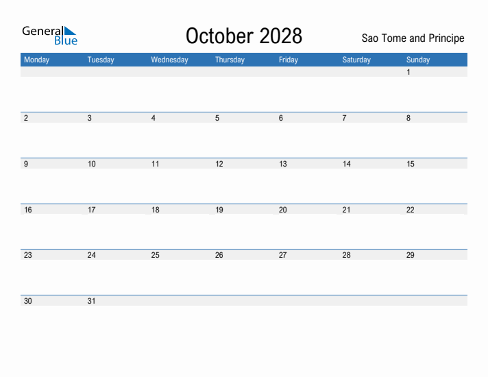 Fillable October 2028 Calendar