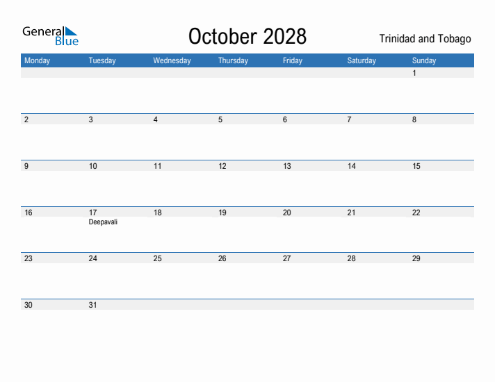 Fillable October 2028 Calendar