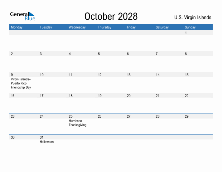 Fillable October 2028 Calendar