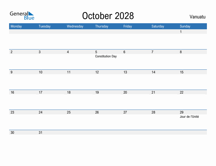 Fillable October 2028 Calendar