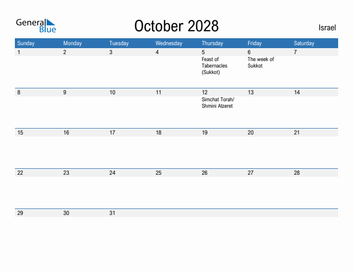 Fillable October 2028 Calendar