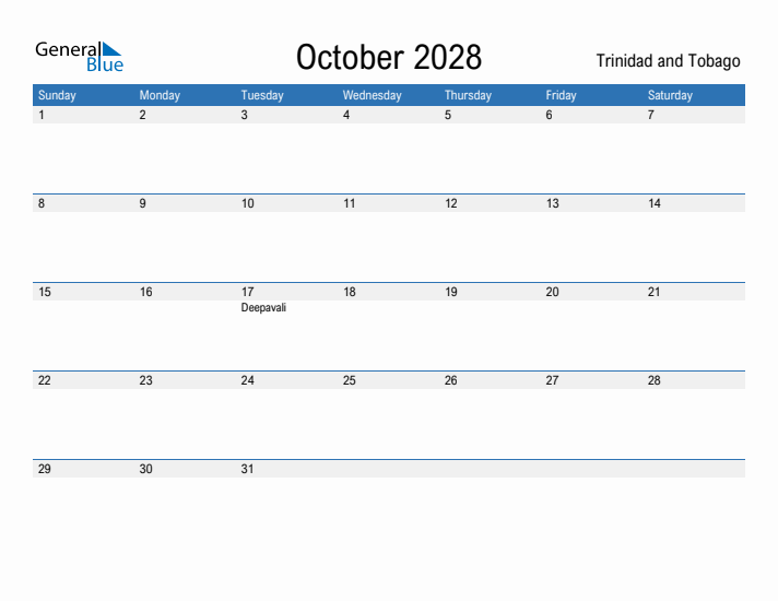 Fillable October 2028 Calendar