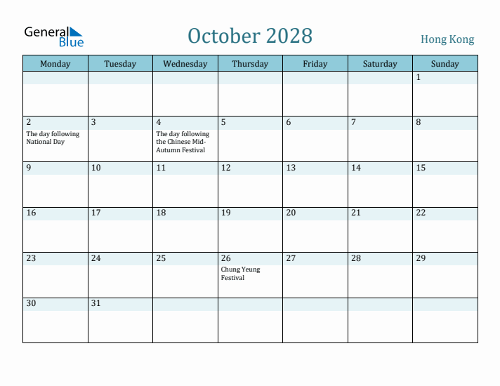 October 2028 Calendar with Holidays