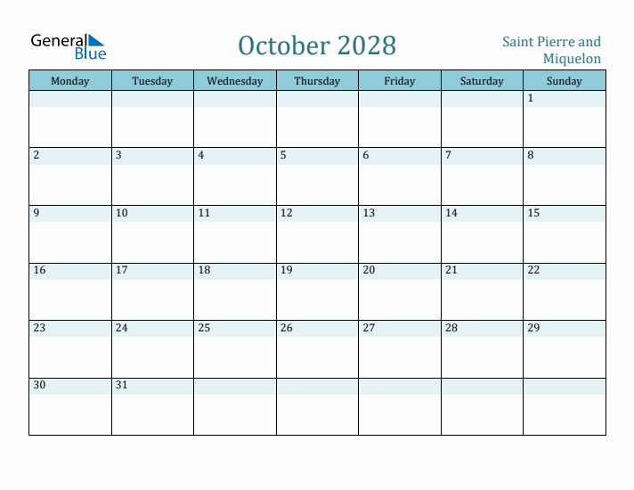 October 2028 Calendar with Holidays