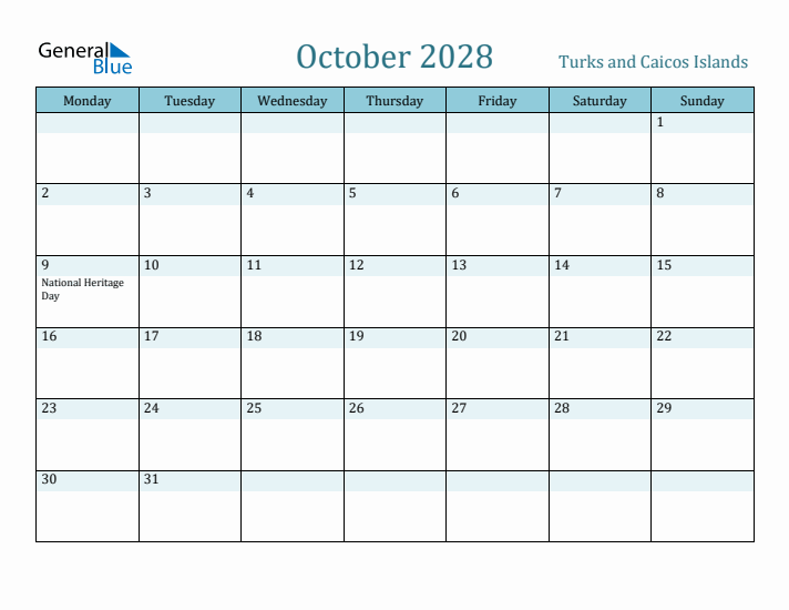 October 2028 Calendar with Holidays