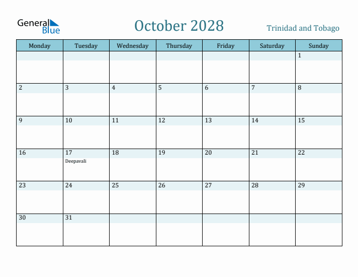October 2028 Calendar with Holidays