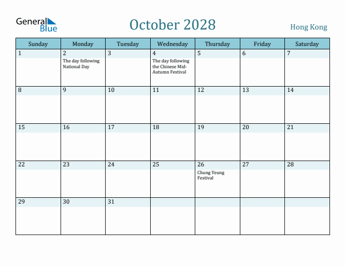 October 2028 Calendar with Holidays