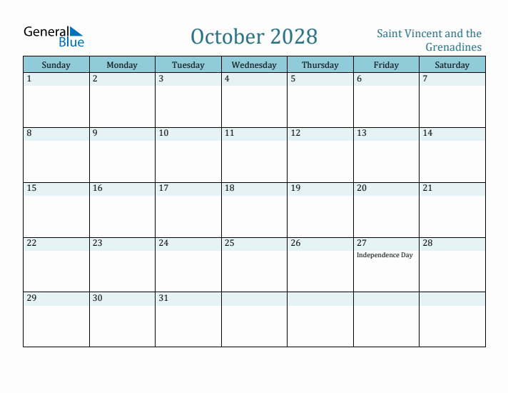 October 2028 Calendar with Holidays