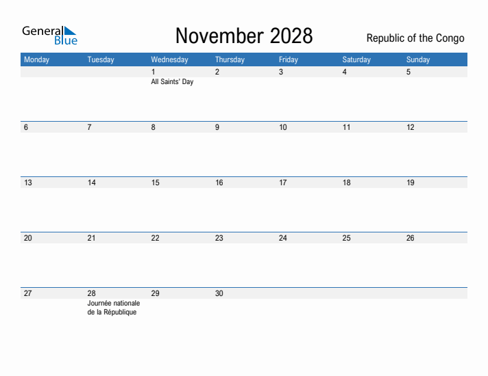 Fillable November 2028 Calendar
