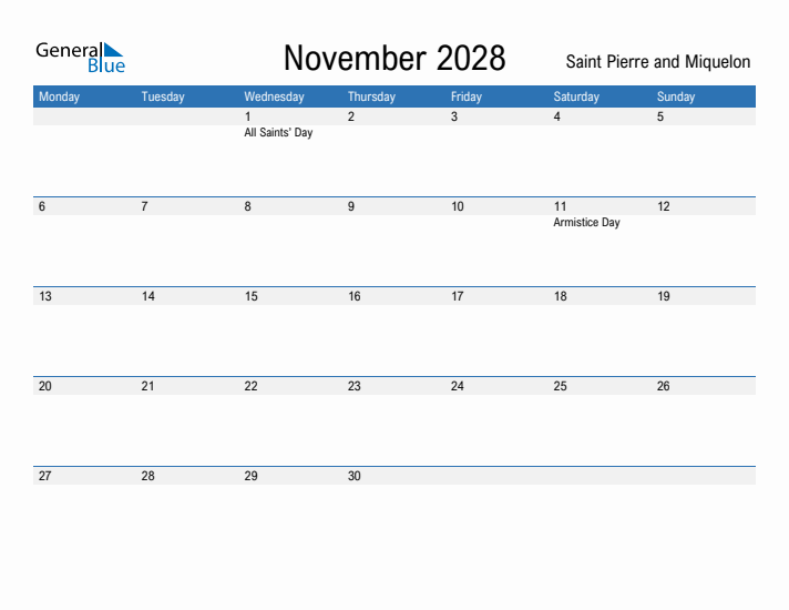 Fillable November 2028 Calendar