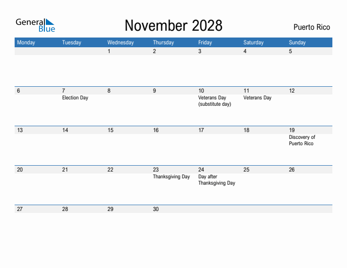 Fillable November 2028 Calendar