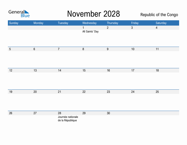 Fillable November 2028 Calendar