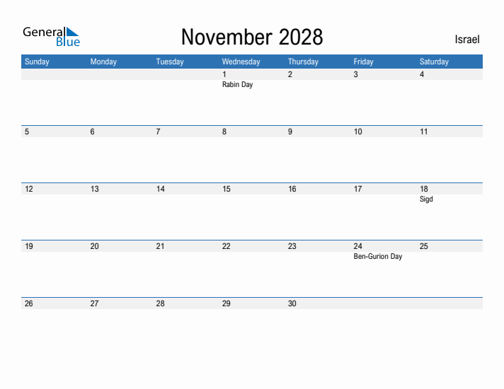 Fillable November 2028 Calendar