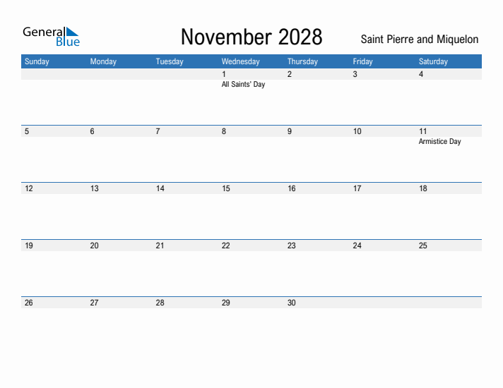 Fillable November 2028 Calendar