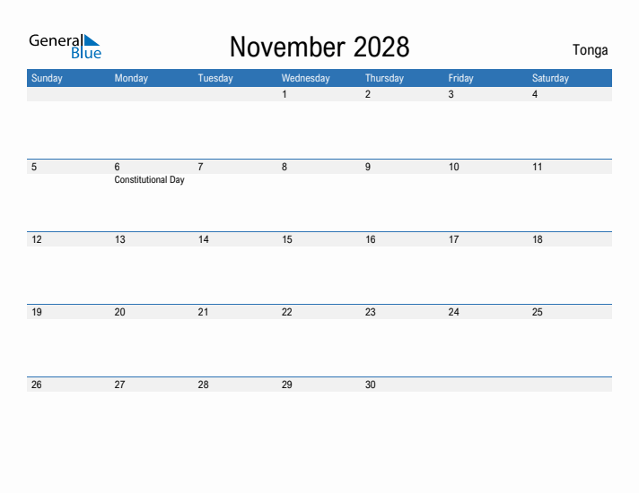 Fillable November 2028 Calendar