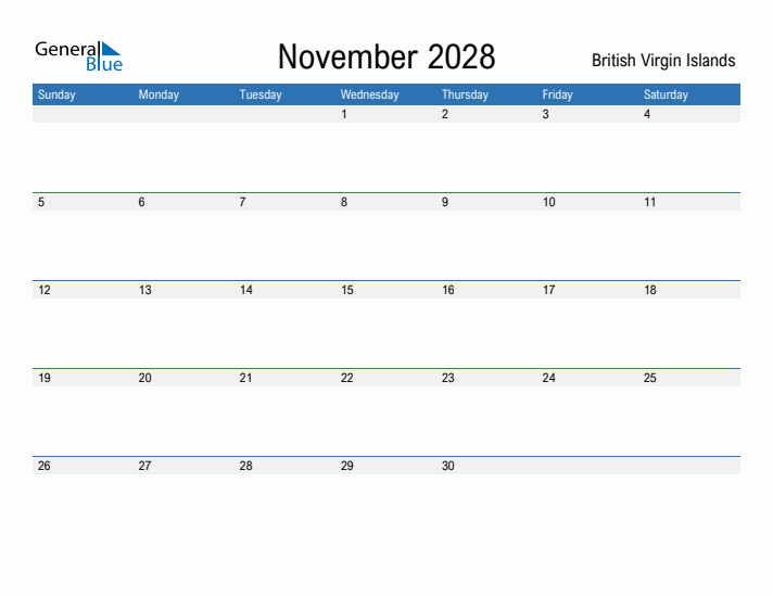Fillable November 2028 Calendar