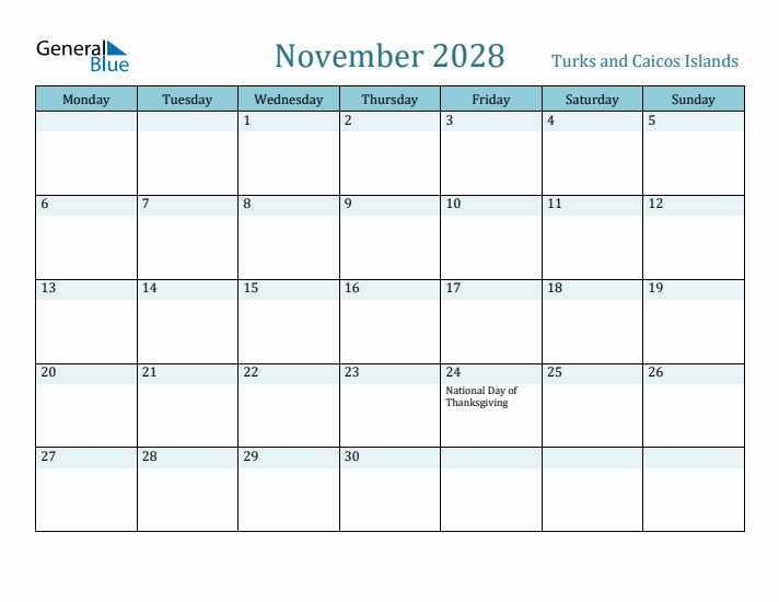 November 2028 Calendar with Holidays