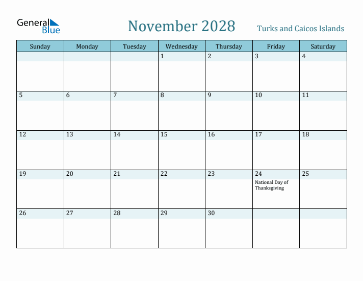 November 2028 Calendar with Holidays