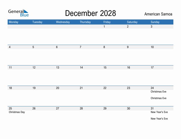 Fillable December 2028 Calendar