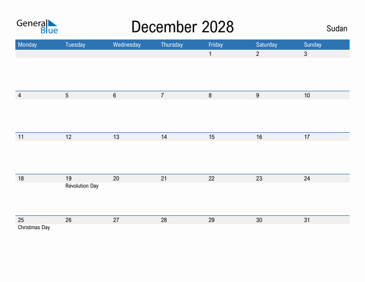 Fillable December 2028 Calendar