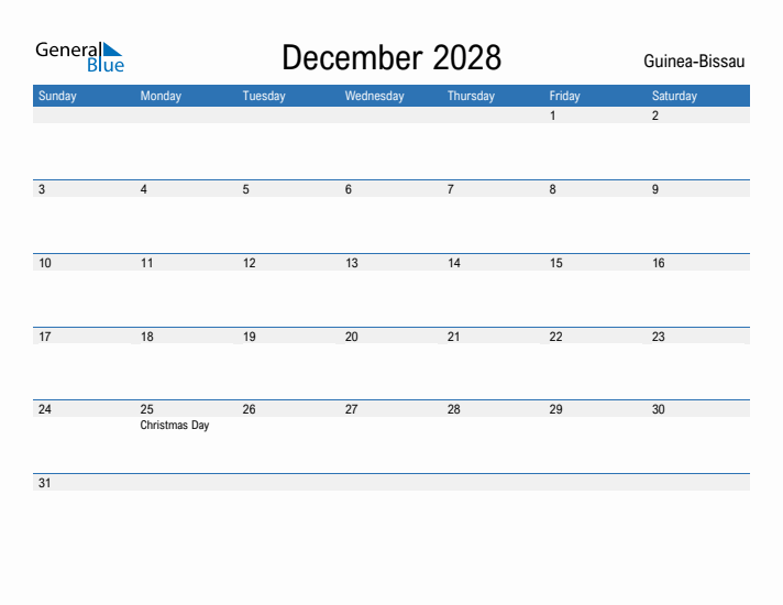 Fillable December 2028 Calendar