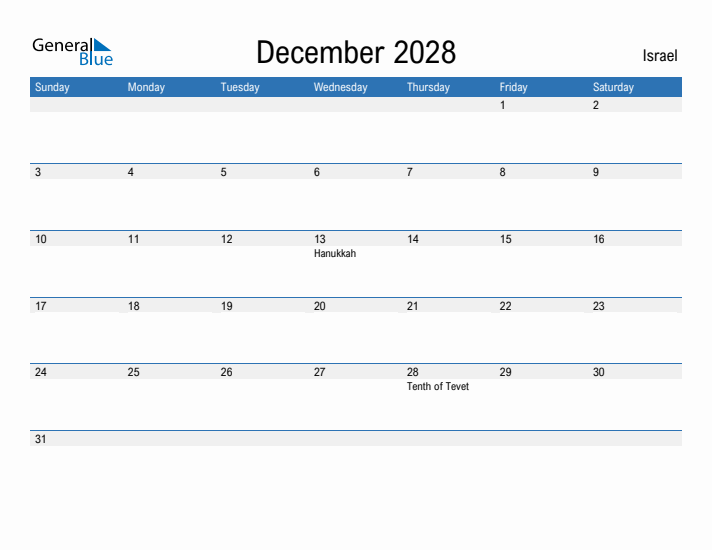Fillable December 2028 Calendar