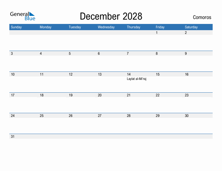 Fillable December 2028 Calendar