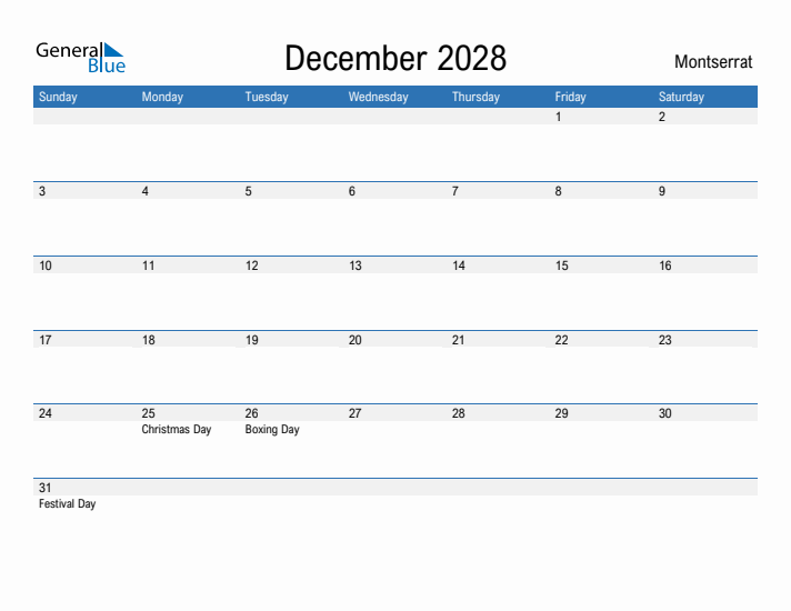 Fillable December 2028 Calendar