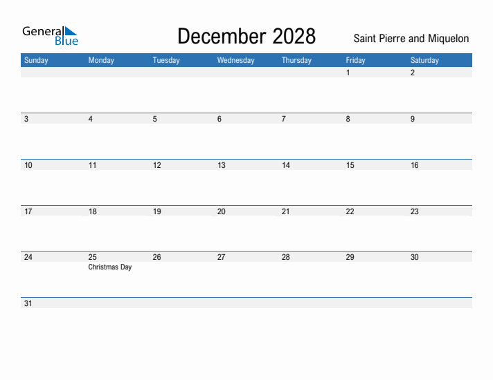 Fillable December 2028 Calendar