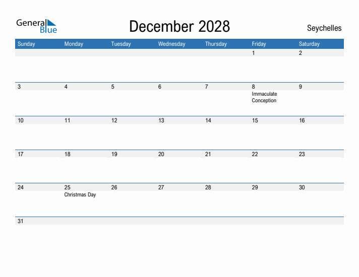 Fillable December 2028 Calendar
