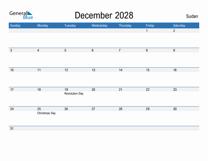 Fillable December 2028 Calendar