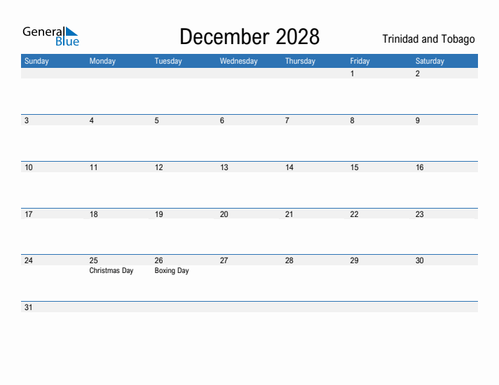 Fillable December 2028 Calendar