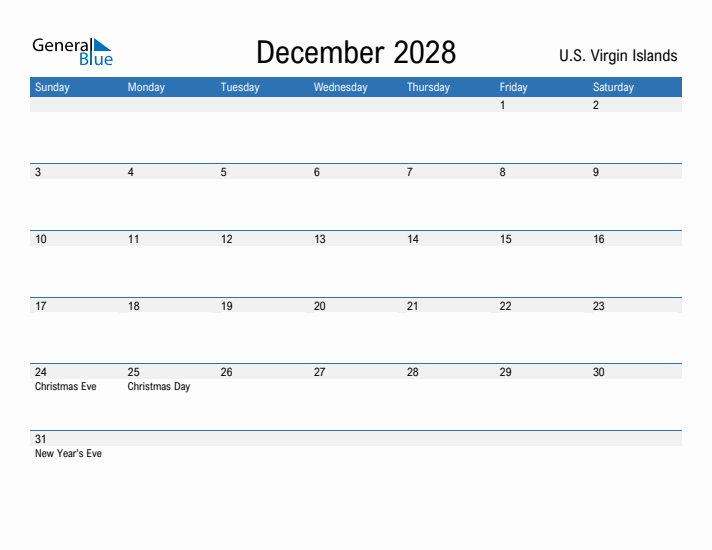 Fillable December 2028 Calendar