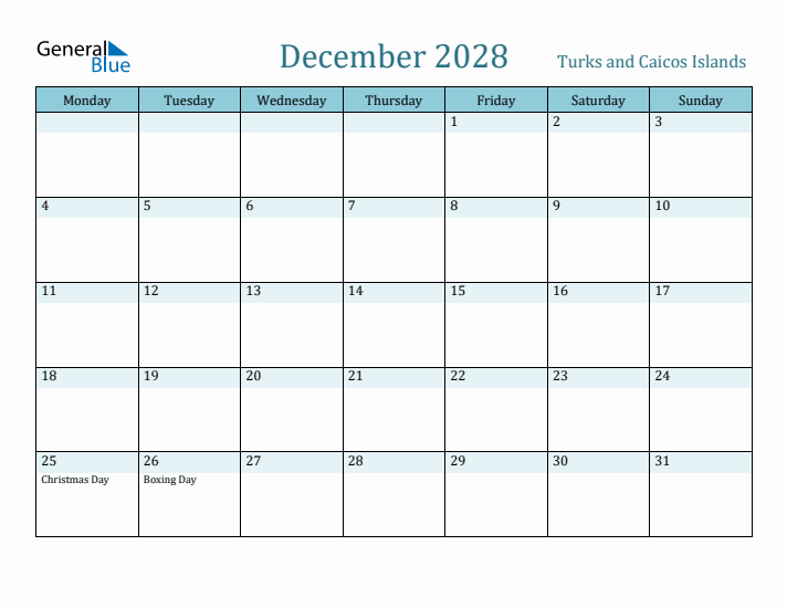 December 2028 Calendar with Holidays