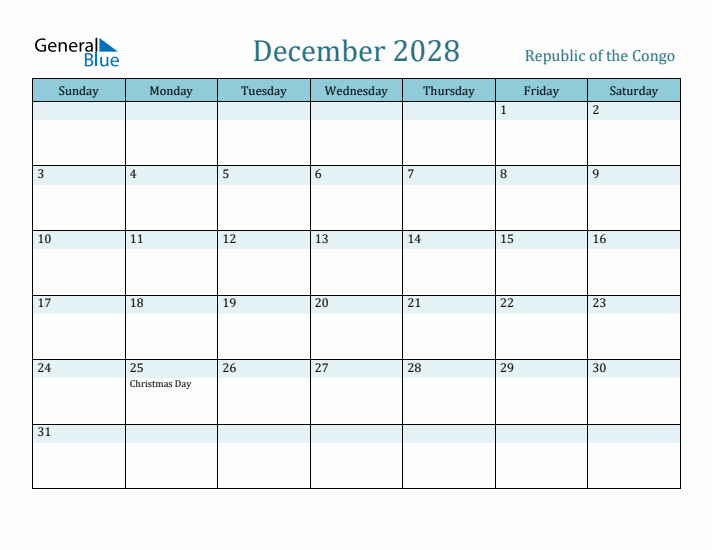 December 2028 Calendar with Holidays