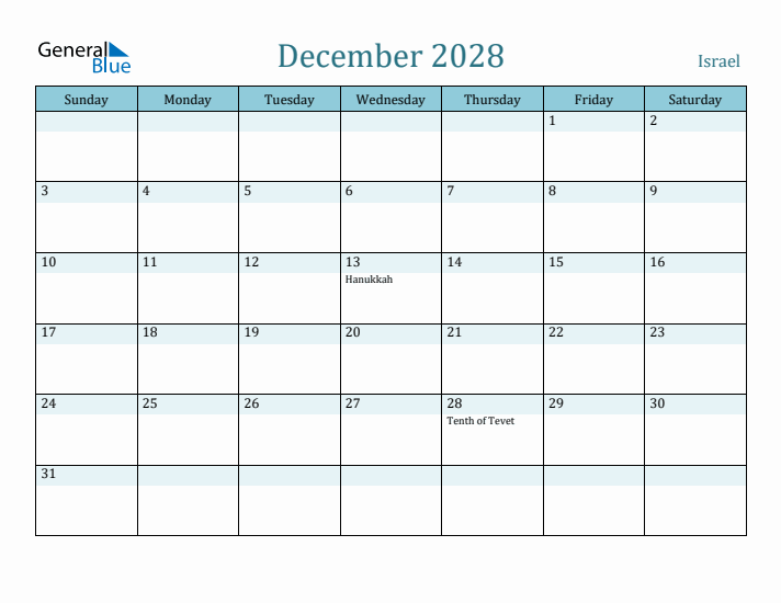 December 2028 Calendar with Holidays
