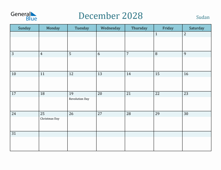 December 2028 Calendar with Holidays