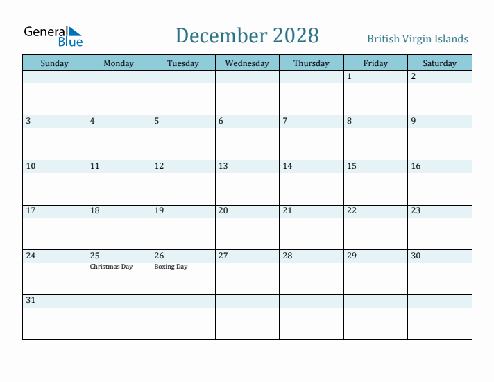 December 2028 Calendar with Holidays