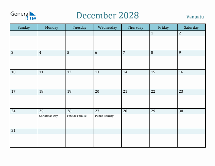 December 2028 Calendar with Holidays