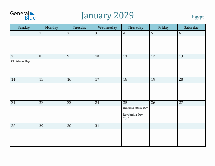 January 2029 Calendar with Holidays